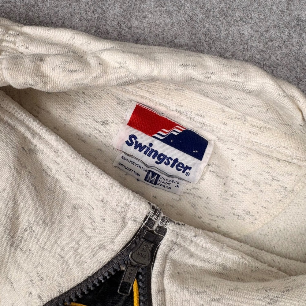 Vintage Swingster Chicago Blackhawks 1/4 Zip Sweatshirt Oatmeal Gray Mens Medium